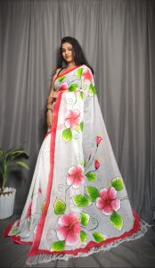 Flower Print Cotton Saree