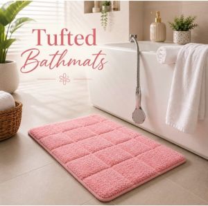 Blush Pink Tufted Bath Mat
