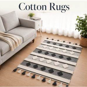 Diamond Tufted Cotton Area Rug