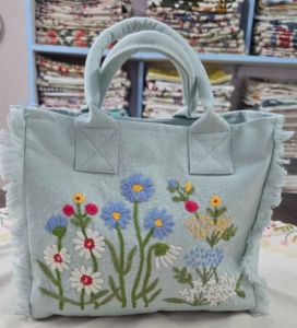 Hand Embroidered Tote Bag
