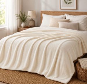 Ivory Plush Polar Blanket