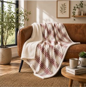 Plaid Sherpa Throw Blanket