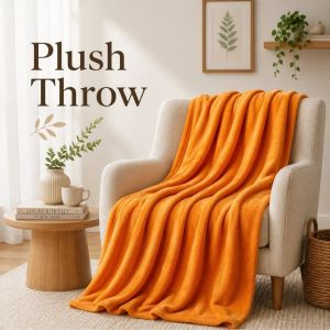 Sunset Orange Plush Throw Blanket