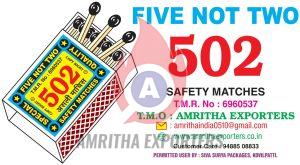 Five Not Two Wax Safety Match Box
