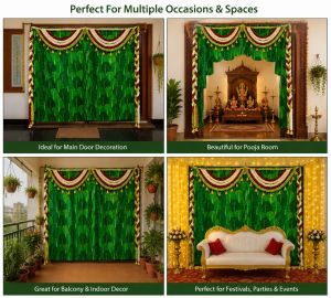 Golden Bell Tassels 7 FT Traditional Floral Door Hanging Toran
