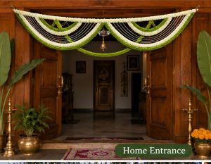 Artificial Floral Door Toran Hanging White Green Traditional Wedding Garland