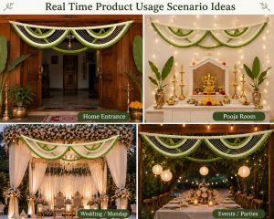 Artificial Floral Door Toran Hanging White Green Traditional Wedding Garland