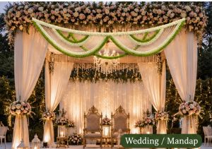 Artificial Floral Door Toran Hanging White Green Traditional Wedding Garland
