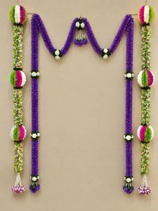 Premium Artificial Flower Door Toran Hanging | Purple &AMP; White Floral Entrance Decor | Wedding Mandap