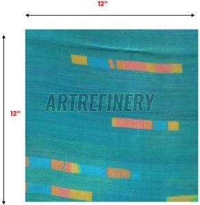 Orange Bands On Aqua Printed Fabric