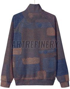 Mens Indigo Abstract Jacquard Texture Stand Collar Jacket