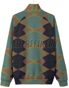 Mens Teal Geometric Harlequin Stand Collar Jacket