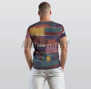 Mens Multi-Colour Abstract Brushstroke Cotton T-shirt