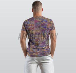 Mens Royal Blue Gold Digital Cotton T-shirt