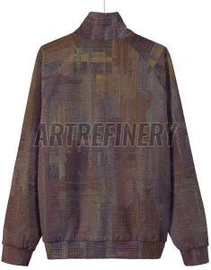 Mens Brown Abstract Texture Stand Collar Jacket