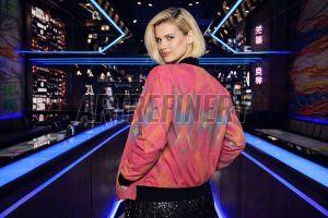 Womens Magenta Multi Tonal Mosaic Bomber Jacket