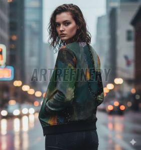 Womens Starry Night Bomber Jacket