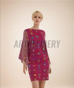 Magenta Grid Printed Fabric