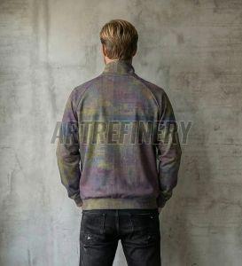 Mens Purple Texture Stand Collar Jacket