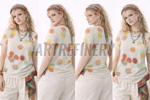 Womens Cream Orange Polka DOT Print Cotton T-Shirt
