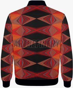 Womens Bold Orange Black Diamond Texture Bomber Jacket
