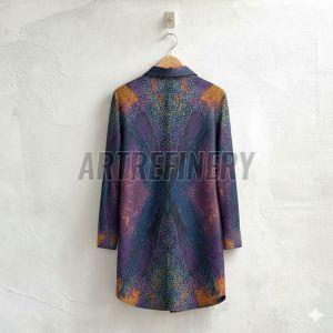 Womens Purple Teal Abstract Print Shirt