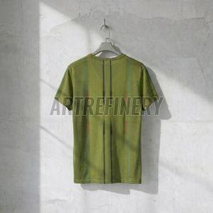 Mens Olive Green Black Srips Cotton T Shirt