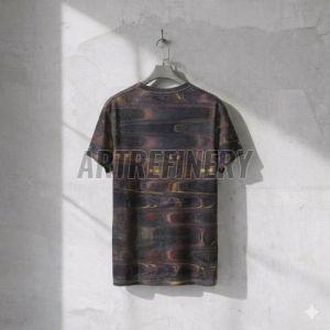 Mens Purple Golden Abstract Wave Cotton T-shirt