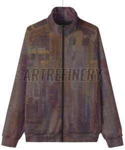 Mens Brown Abstract Texture Stand Collar Jacket
