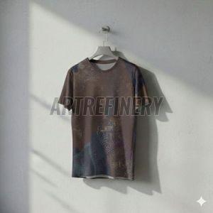 Mens Dark Bronze Weathered Black Texture Cotton T-shirt
