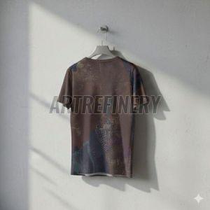 Mens Dark Bronze Weathered Black Texture Cotton T-shirt