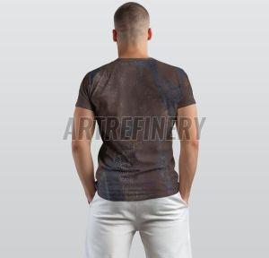 Mens Dark Bronze Weathered Black Texture Cotton T-shirt
