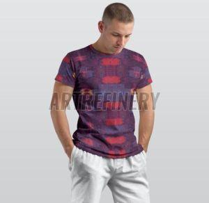Mens Deep Violet Crimson Red Digital Block Cotton T Shirt