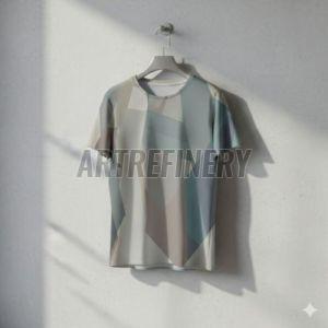 Mens Dove Gray Pale Slate Geometric Block Cotton T Shirt