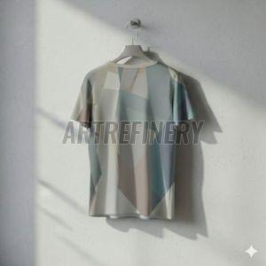 Mens Dove Gray Pale Slate Geometric Block Cotton T Shirt