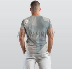 Mens Dove Gray Pale Slate Geometric Block Cotton T Shirt