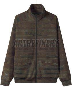 Mens Earth Tone Mosaic Texture Terra Stand Collar Jacket