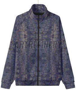 Mens Navy Blue Abstract Stand Collar Jacket