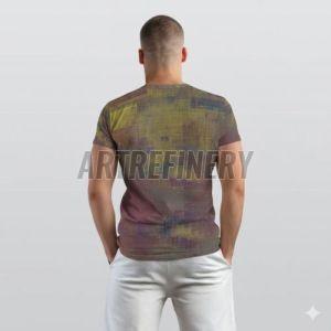 Mens Olive Purple Geometric Abstract Cotton T-Shirt