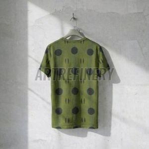 Mens Olive Green Black Abstract DOT Cotton T Shirt