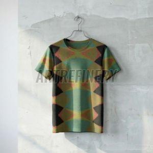 Mens Olive Green Dusty Teal Geometric Diamond Cotton  T Shirt
