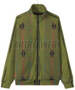 Mens Olive Green Outerwear Stand Collar Jacket