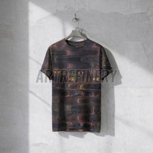 Mens Purple Golden Abstract Wave Cotton T-shirt