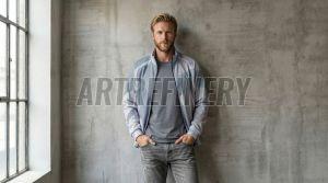 Mens Lavender Geometric Fragment Stand Collar Jacket