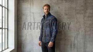 Mens Violet Urban Architectural Stand Collar Jacket