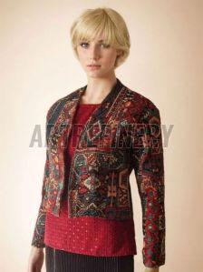 Short Red Embroidered Work Jacket