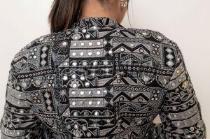 Short Black Embroidered Mirror Work Jacket