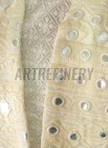 Shot White Embroidered Mirror Work Jacket