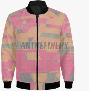 Womens Blush Strata Abstract Bomber Jacket