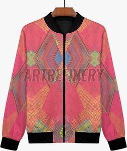 Womens Magenta Multi Tonal Mosaic Bomber Jacket